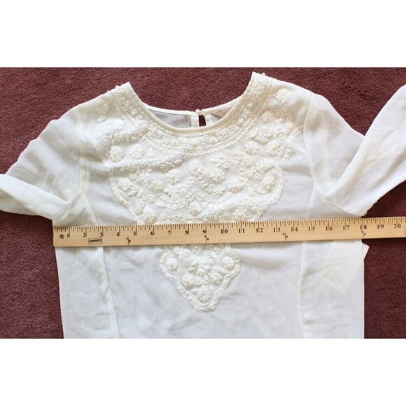 NWT Zara Embroidered Sheer women's White Top Size Small lightweight - Picture 3 of 8